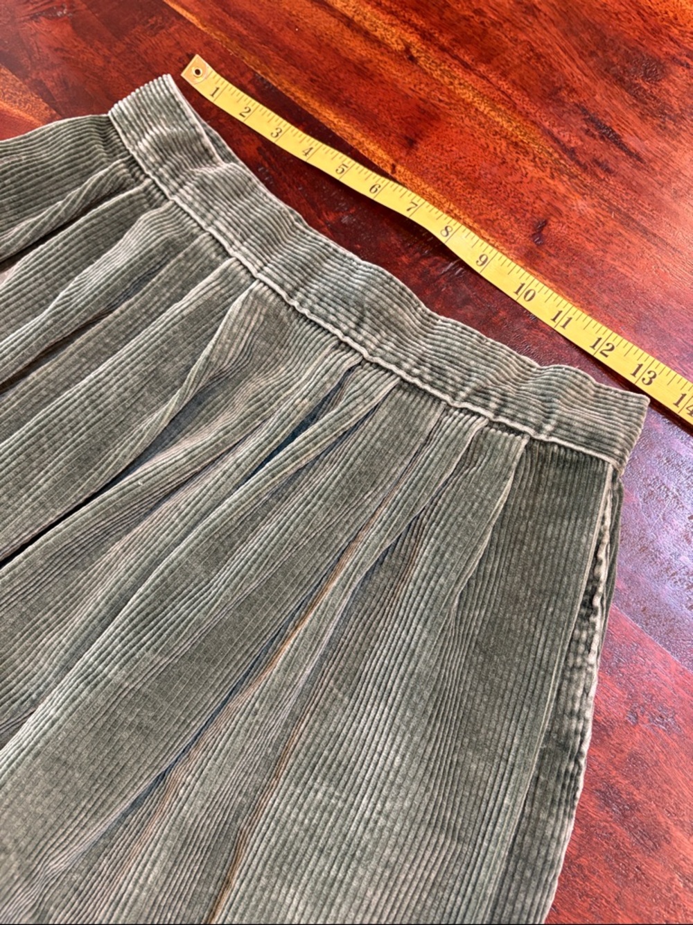 Vintage Ralph Lauren Green Cotton Corduroy Prairie Midi Skirt size 6 - Picture 10 of 12